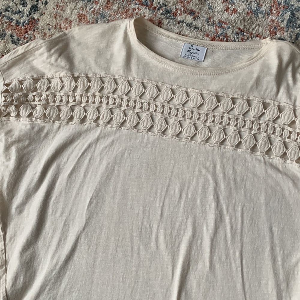 🤍ZARA Boho Cotton Top with Lace Detail - Picture 2 of 6